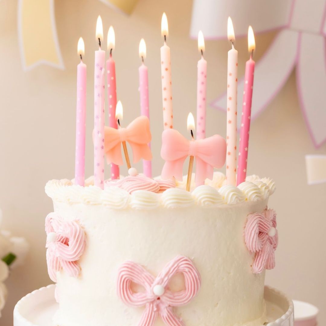 Pink Bow Candles