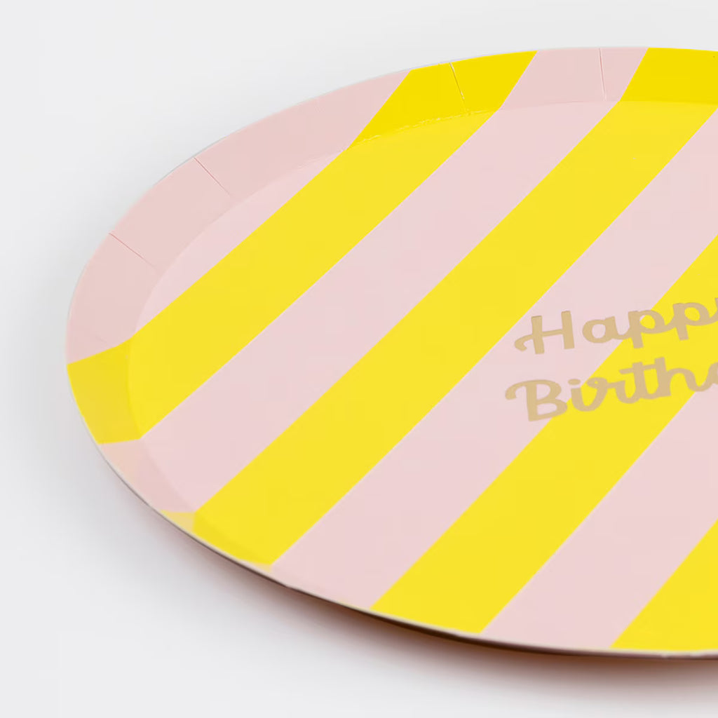 Stripe Happy Birthday Plates