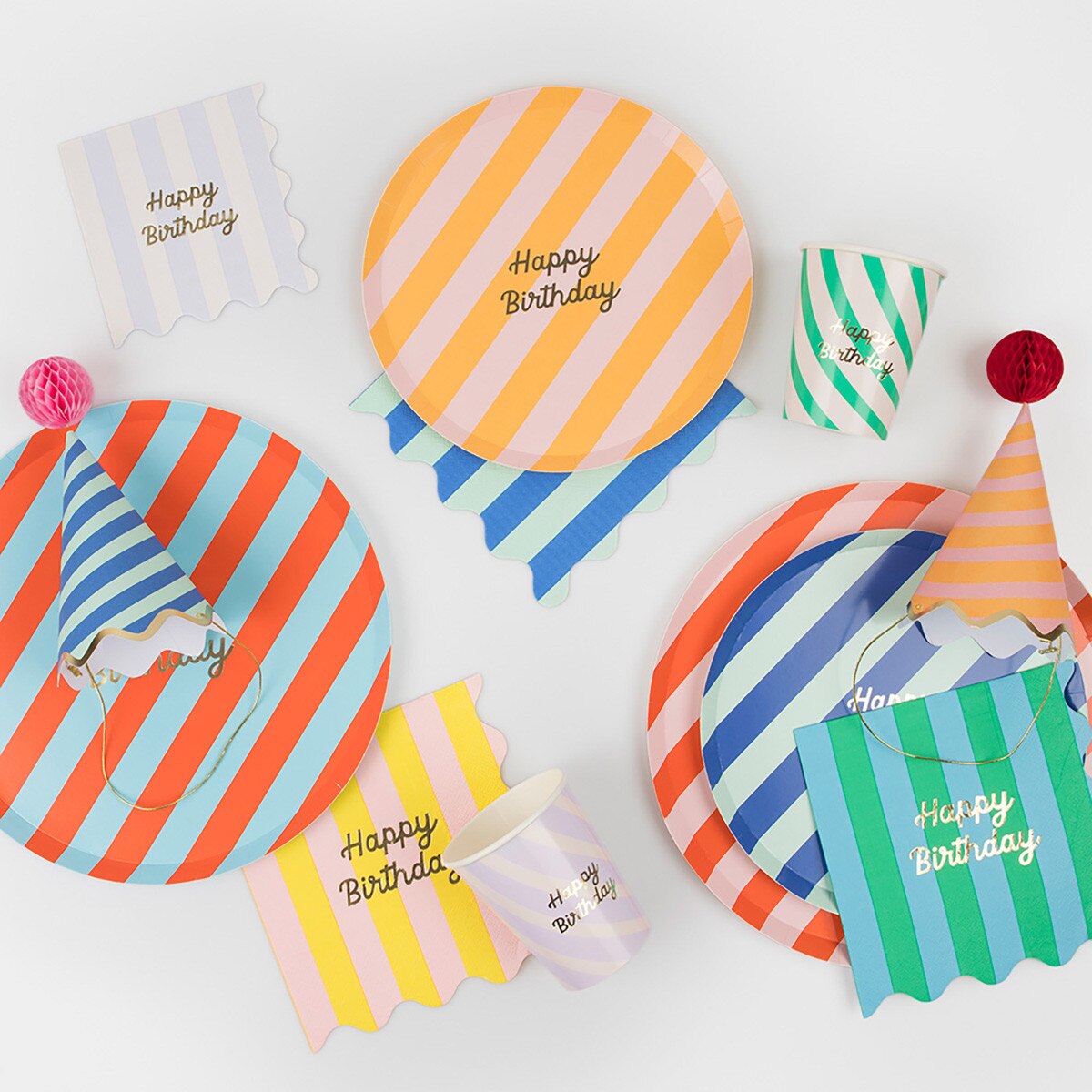 Stripe Happy Birthday Plates
