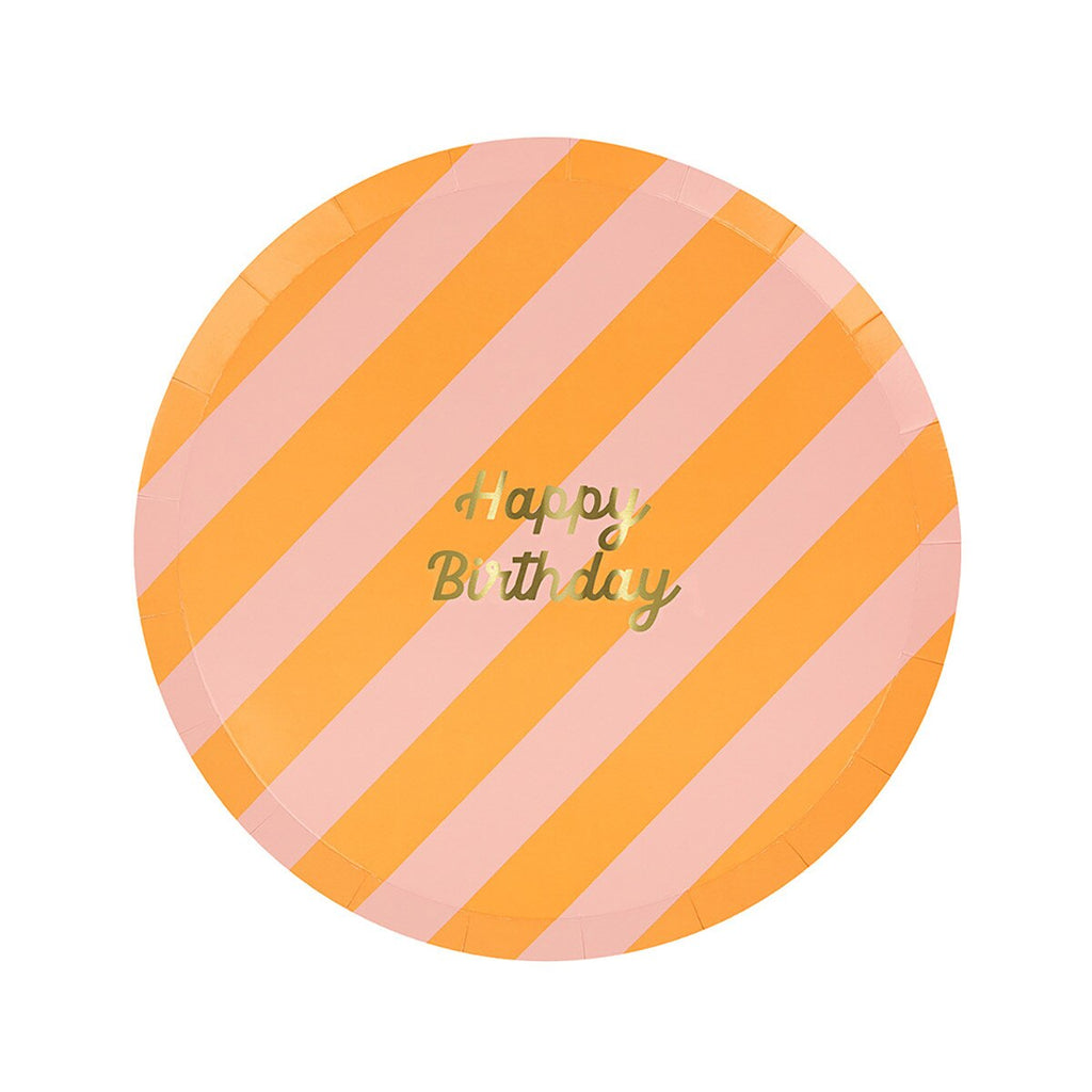Stripe Happy Birthday Plates