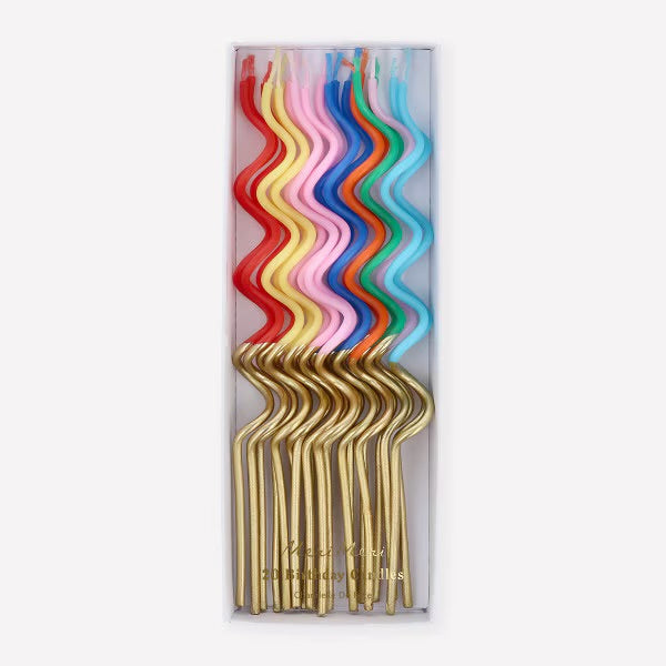 Rainbow Gold Dipped Swirly Candles