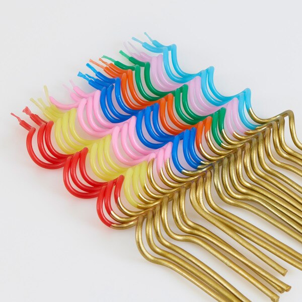 Rainbow Gold Dipped Swirly Candles