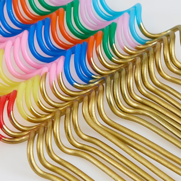 Rainbow Gold Dipped Swirly Candles