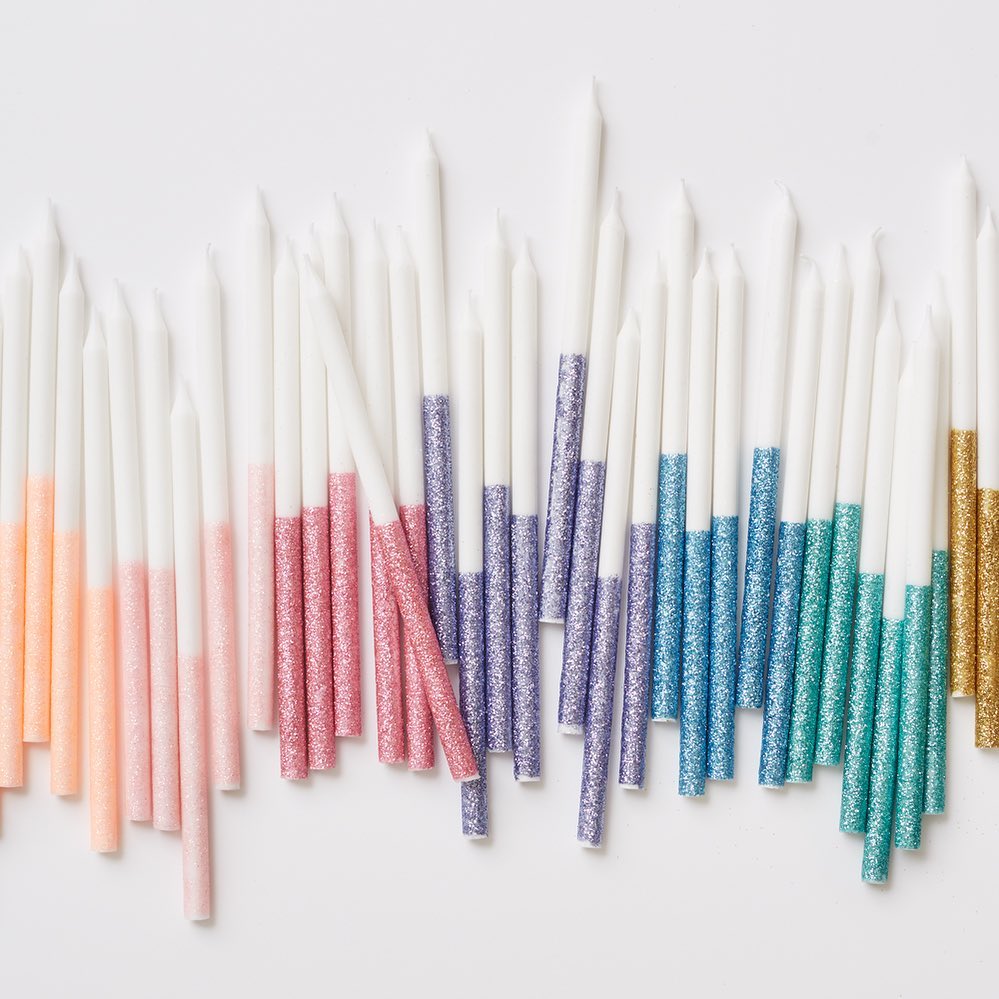 Multicolour Dipped Glitter Candles