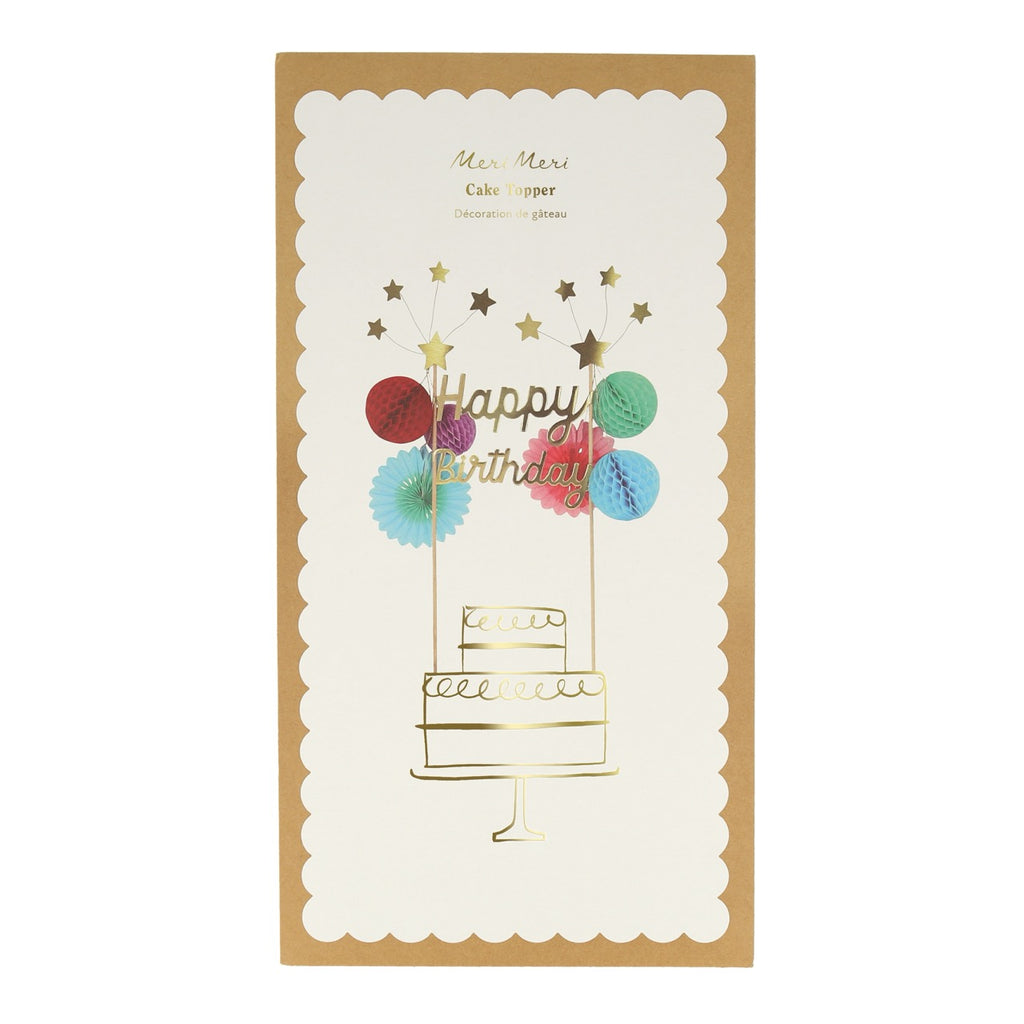 Honeycomb Happy Birthday Cake Topper