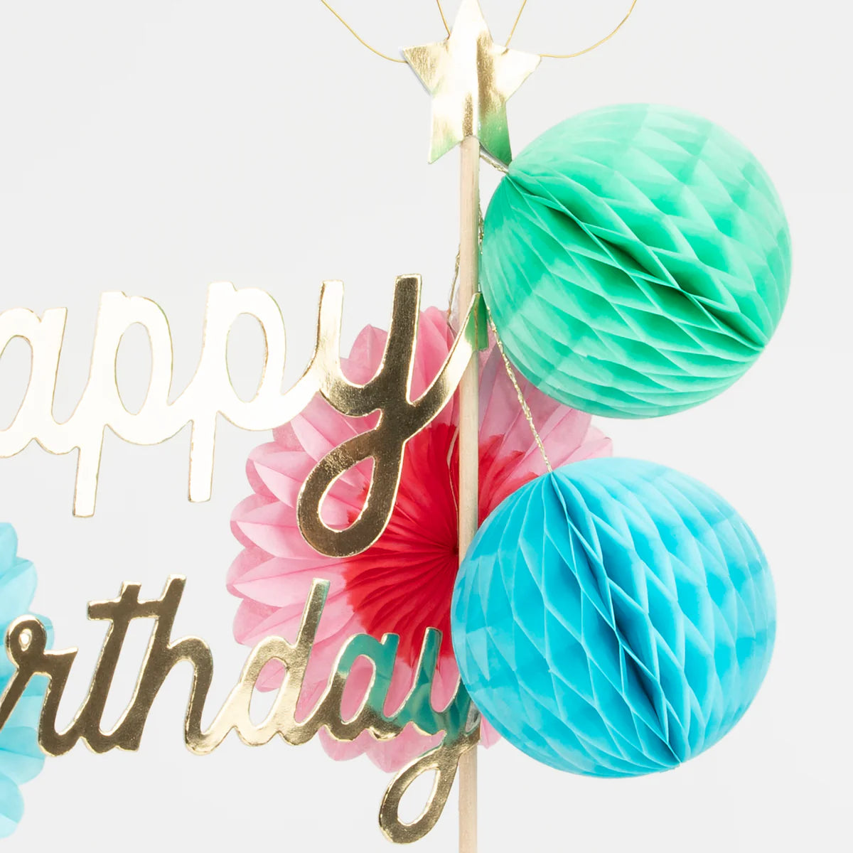 Honeycomb Happy Birthday Cake Topper