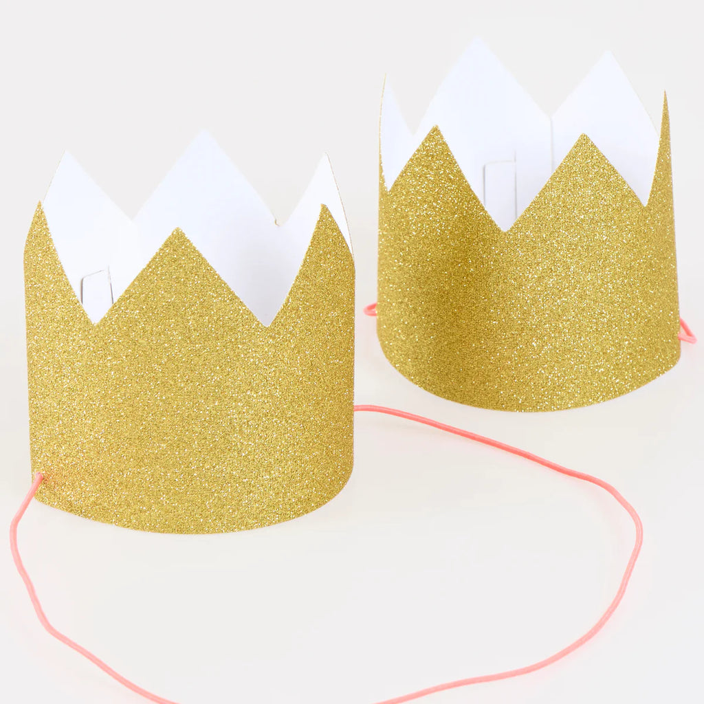 Gold Glitter Party Crowns
